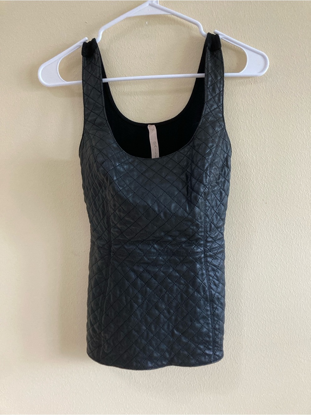 Bailey 44 Black Quilted Faux Leather Tank